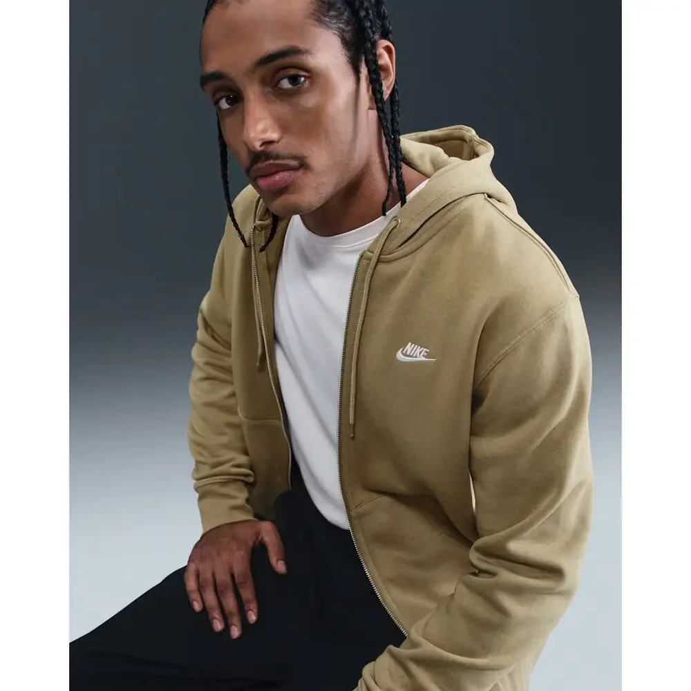 NEW Nike Club Men's Full-Zip Fleece Hoodie Parachute Beige FN3861-297 Size M
